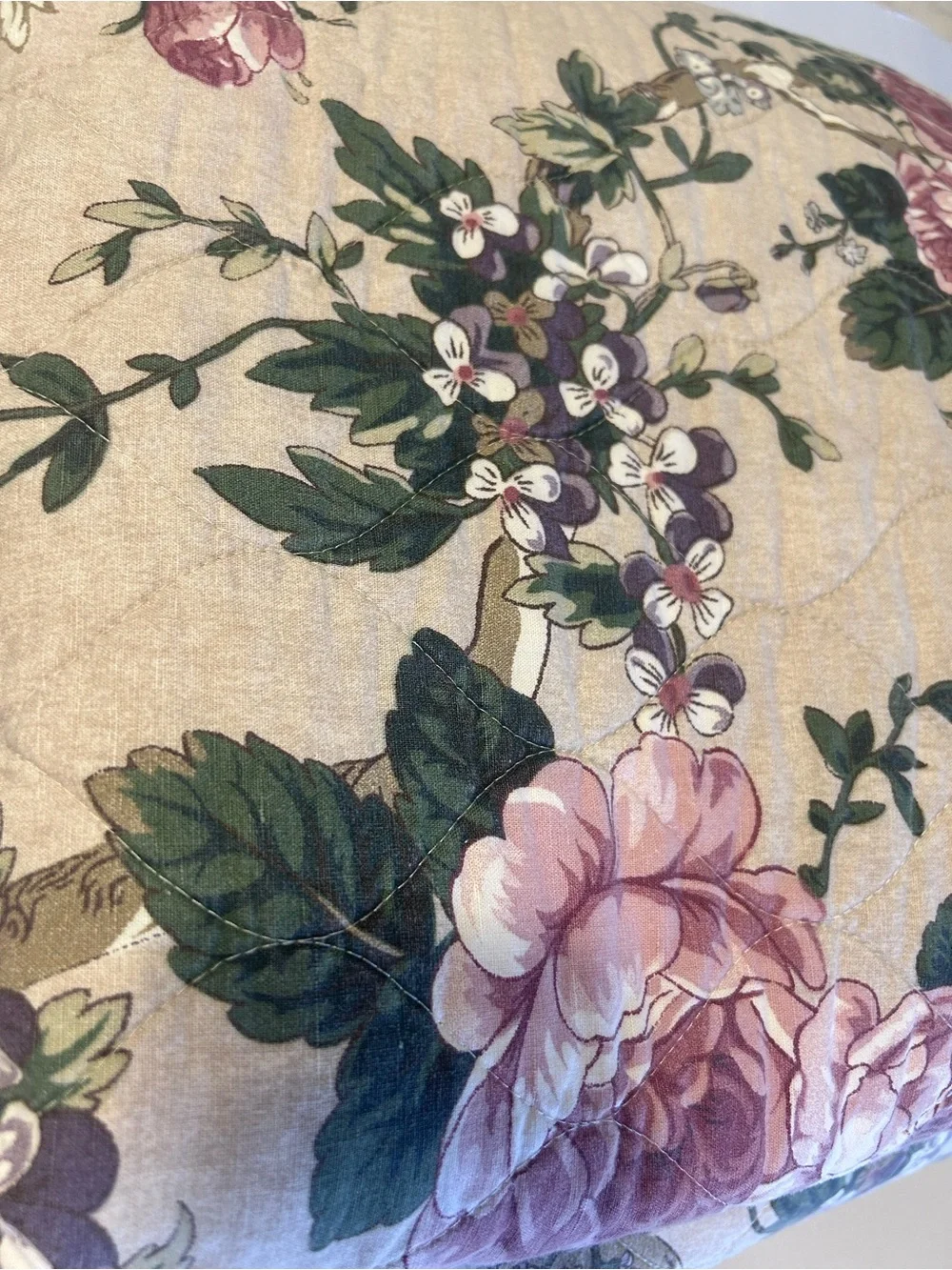 Pottery Barn Adelise Floral Cotton/Linen Reversible Quilt Full/Queen READ